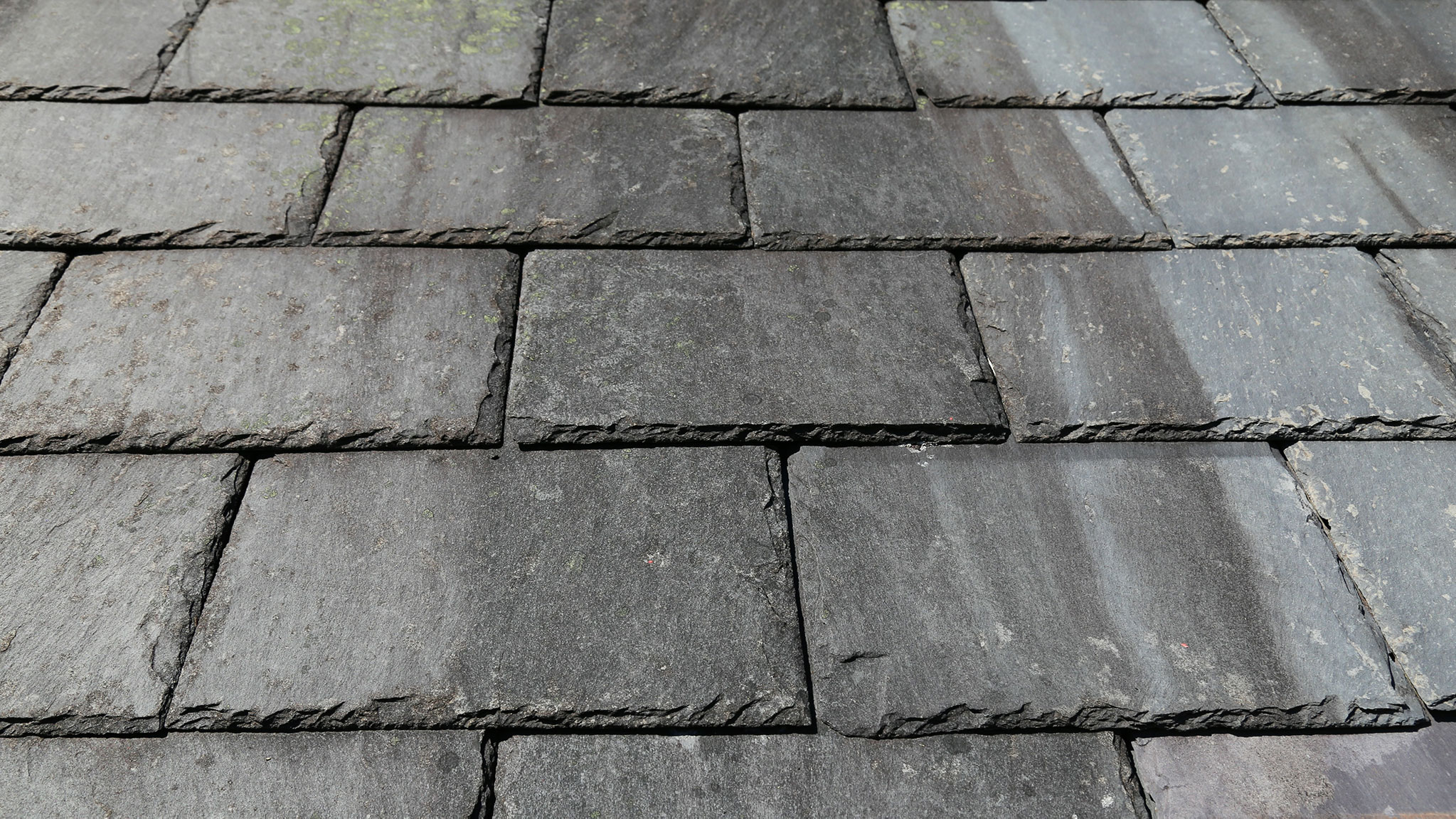 Close up of a natural welsh slate roof